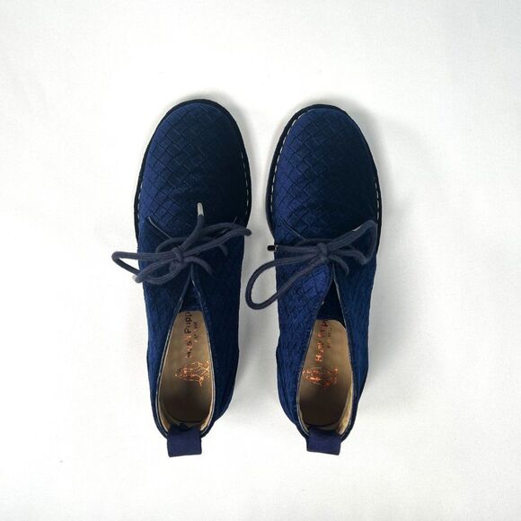 Hush Puppies Cyra Catelyn Navy Velvet Chukka Lace-up Ankle Booties Size 7 - Picture 9 of 9